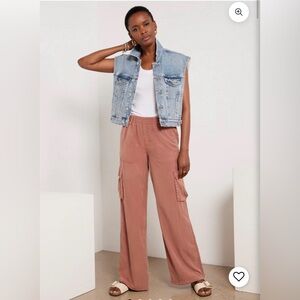 Sanctuary Wide Leg Cargo Pants in Dusty Rose